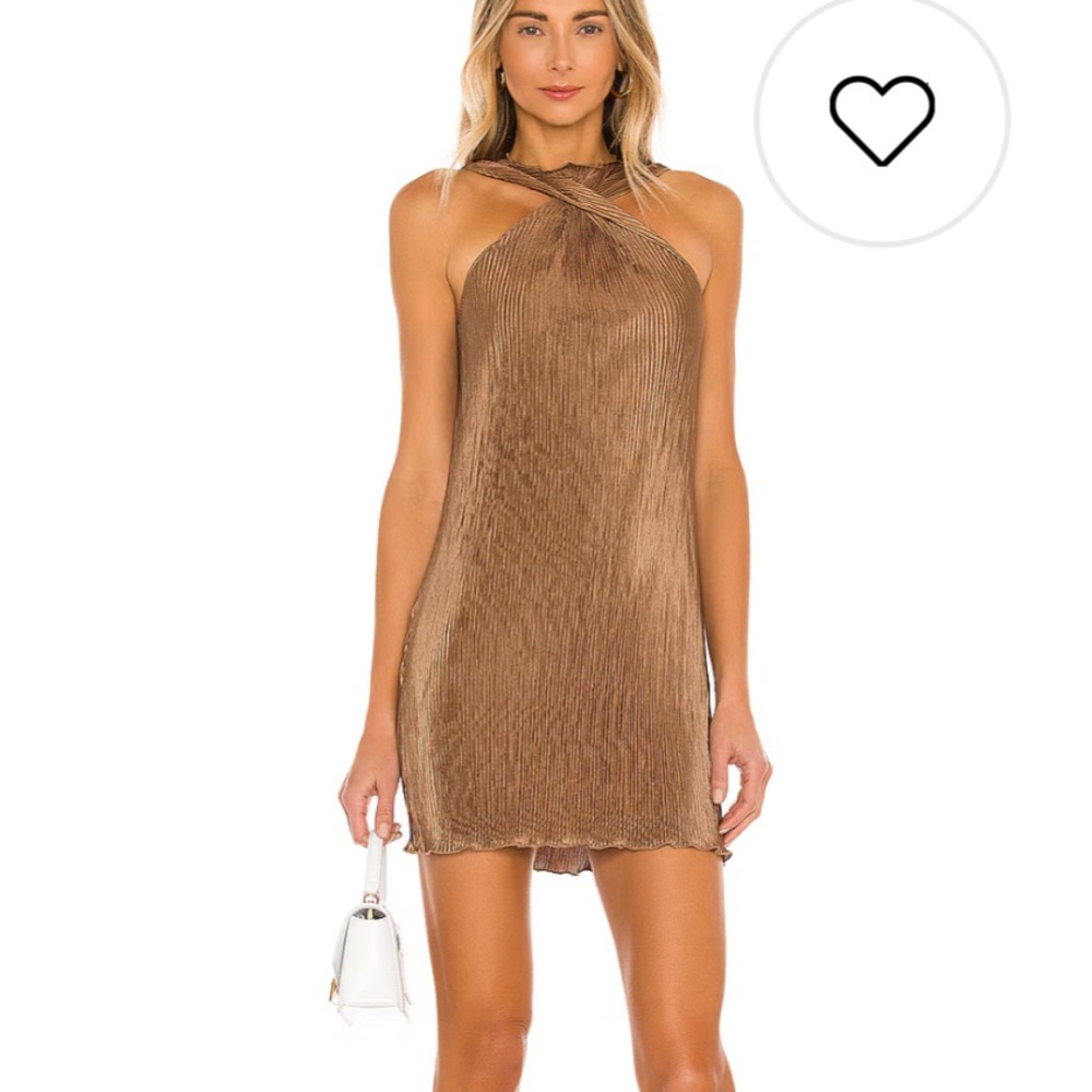 Song of style brown/bronze mini dress halter from revolve